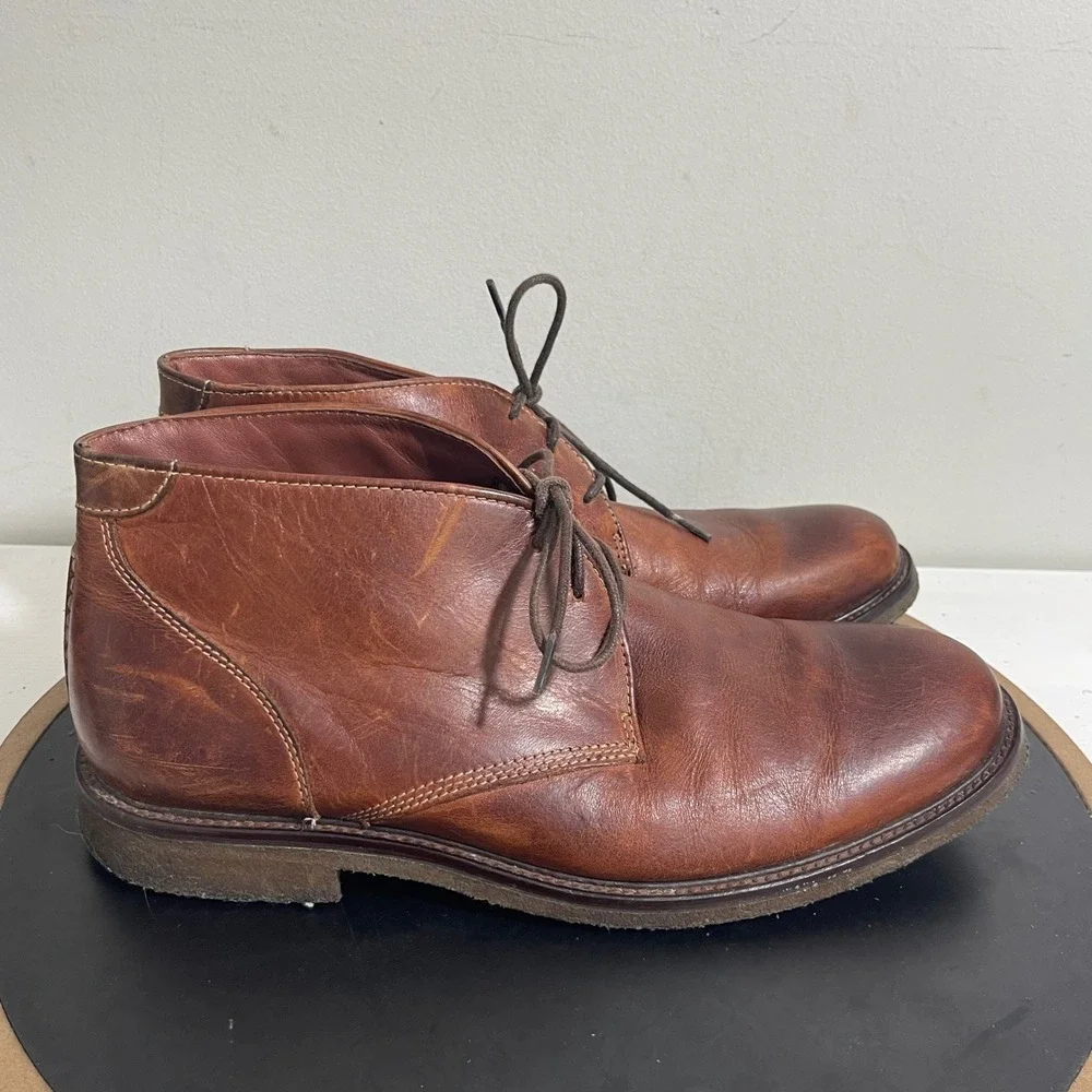 Johnston & Murphy Sheepskin Chukka Boots Men 9.5M‎ Leather Ankle Dress Casual